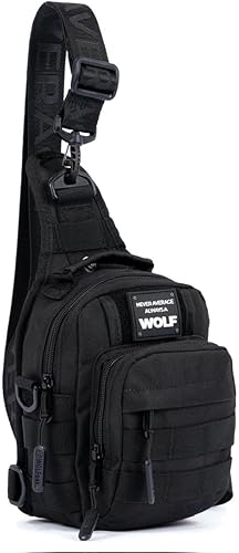 Miniatura 4 de Mini bolso táctico 4L (negro alfa) - Mochila cruzada compacta para gimnasio, viajes y EDC - Bolsa de hombro táctica con múltiples bolsillos -