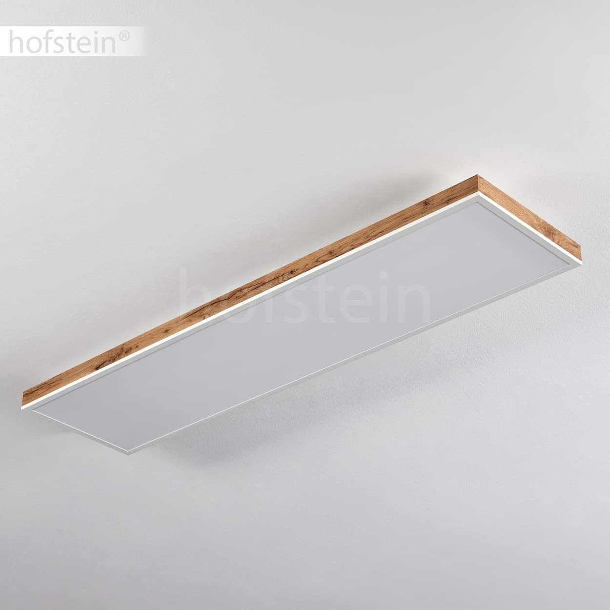 Plafón LED Salmi, plafón de metal/MDF/plástico en blanco/madera/marrón, panel LED regulable/cambiable de color de luz con mando a distancia, 150-2250 lúmenes, 2700-6500 Kelvin, 1 x LED 36 vatios