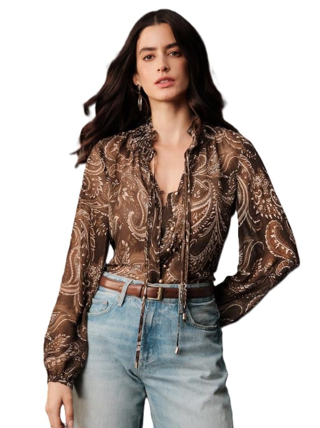 Women Shirt ||Women Top || Cecily Paisley-Trim Button-Front Shirt (S-01-04)