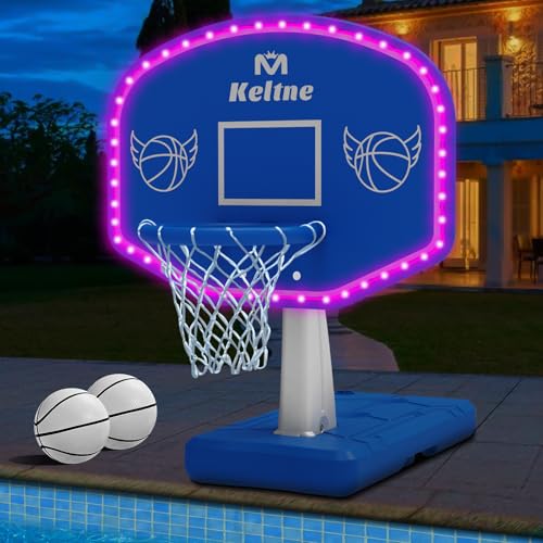 LED Pool Basketball Hoop Poolside,...