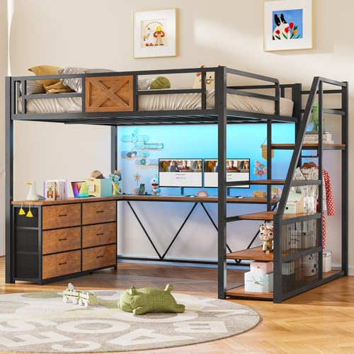Itaar Full Loft Bed with Storage Stairs