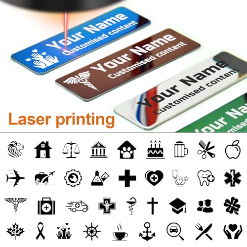 Image of Custom Magnetic Name Tags Customize Text Metal Engraved Personalized Badge