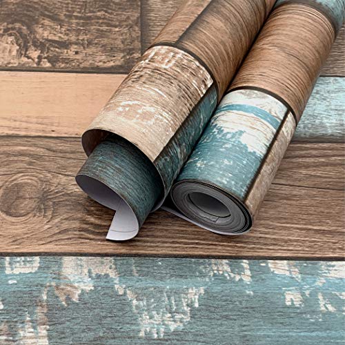 Reclaimed Wood Wallpaper Peel and Stick Wallpaper 17.71X 118 Self Adhesive Removable Decorative Wall Paper Covering Vintage Wood Plank Film Retro