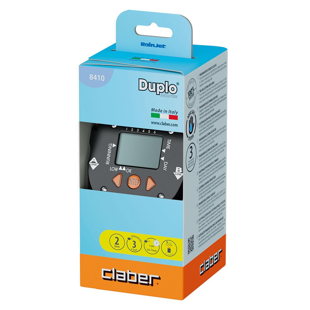 Claber Aquadue Duplo Evolution, Automatischer Zwei-Wege-Bewässerungscomputer