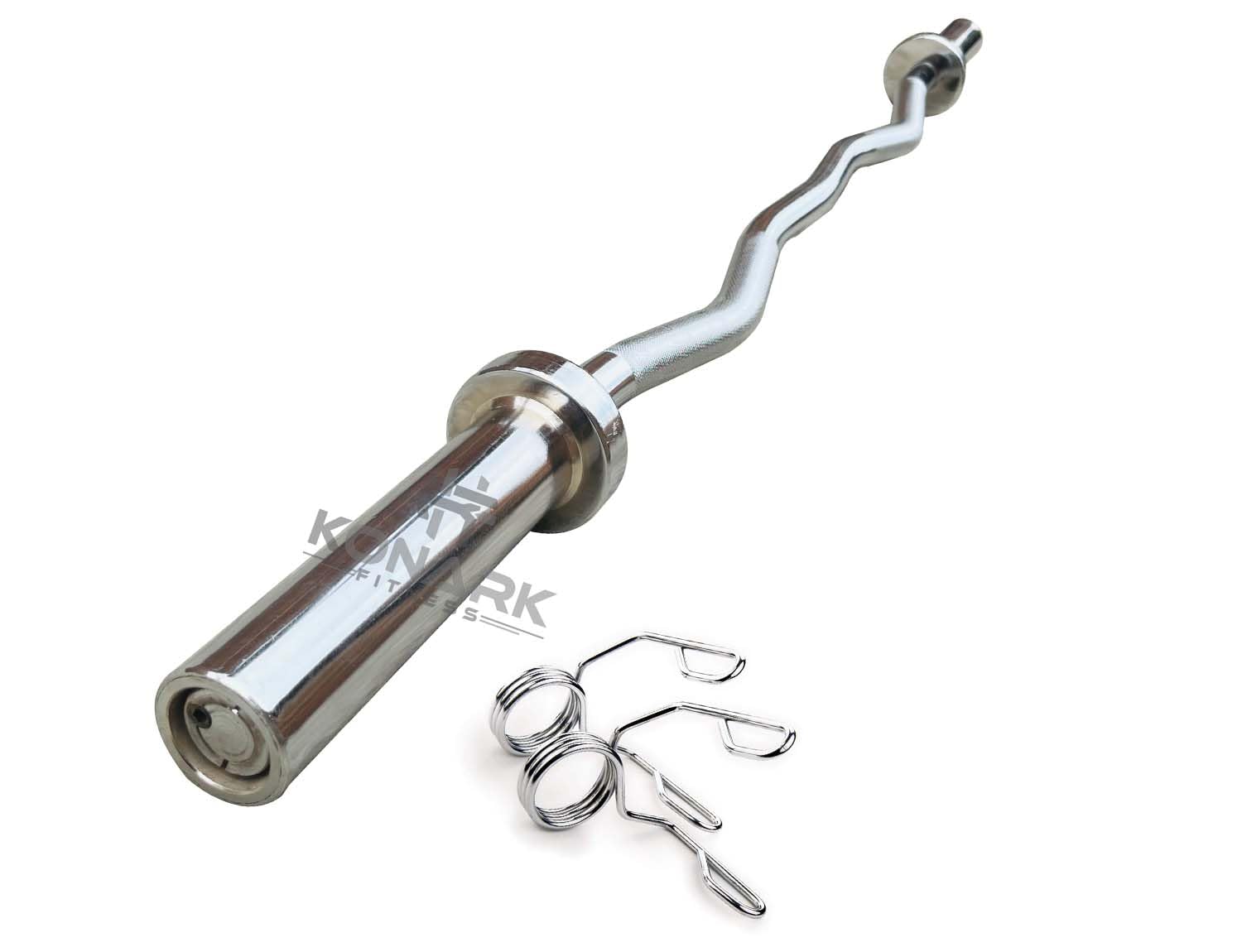 Konark 3 Feet Curling Olympic Barbell Rod Heavy Weight Lifting Training for Gym Fitness Workout (30 mm Internal Dia & 50mm Outer Dia) with Two Springs Sides Coller