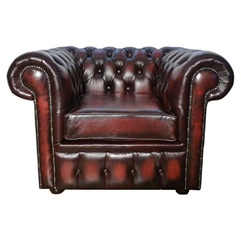 Chesterfield Antique Oxblood Leather Armchair Cover