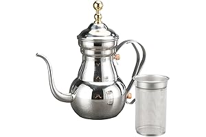 KICHOUSE Tea Kettle Tea Arabic Silvery Loose Multifunction Drip Teapot