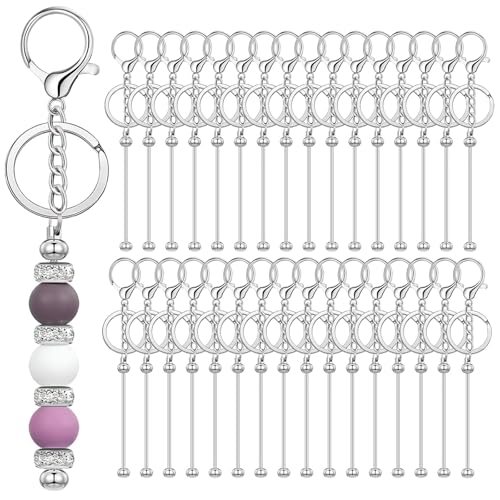 Image of 20 /40pcs Beadable Keychain Bars Bulk Blank Creative Cute Keychains Bar for Beads Purse Keychains for Women Man