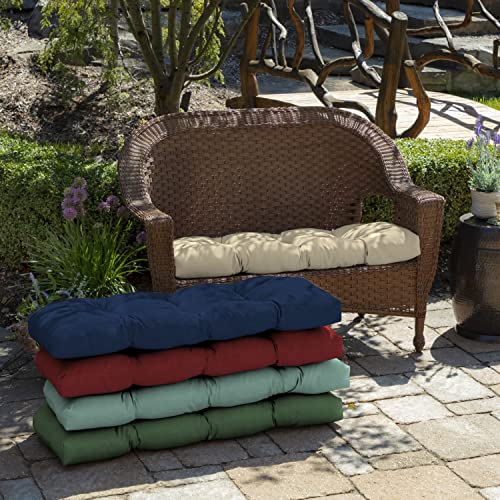 Image of Arden Outdoor Wicker Settee Cushion, 41.5 x 18, Rain-Proof, Fade Resistant Tan Leala
