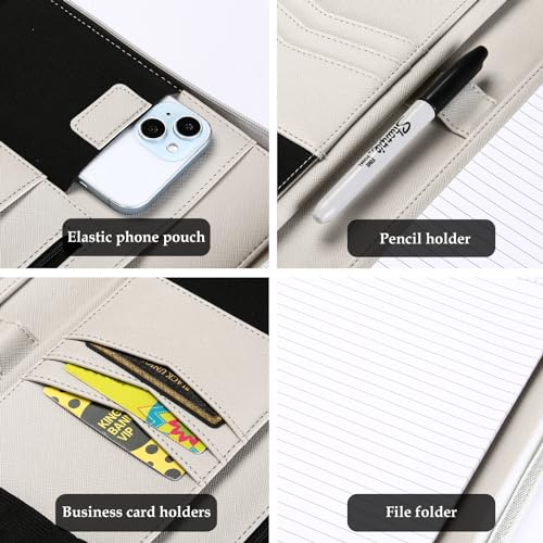 Image of ProCase Portfolio Business Padfolio Folder with Zipper -Grey | Conference Meeting Executive File Legal Document Organizer with Pockets Letter Size A12 Writing Pad Notepad Padfolio