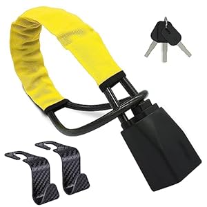 BURNTOP Car Steering Wheel Lock, Seat Belt Lock, Anti-Theft Device, Small and Light-Weight, Multi-Functional, with 3 Keys Fit Most Vehicle, SUV, Truck Cart Security Lock(Yellow)