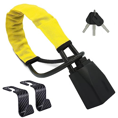 BURNTOP Car Steering Wheel Lock, Seat Belt Lock, Anti-Theft Device, Small and Light-Weight, Multi-Functional, with 3 Keys Fit Most Vehicle, SUV, Truck Cart Security Lock(Yellow)