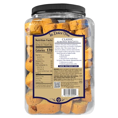 image for La Dolce Vita Classic Almond Italian Biscotti Cookies, Gourmet Coffee 
