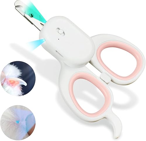 Miniatura 10 de PAKEWAY Cortauñas para mascotas con luz LED y U-V, recortador de garras de gato con luz LED ultra brillante para línea de sangre de uñas para evitar