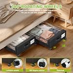 Under Bed Storage with Wheels, 2-Pack Under the Bed Storage Containers with Clear Lids & Label, Underbed Storage Bins, XXL 60L Rolling Metal Drawer for Clothes, Shoes, Toys, Books - Black - Image 4