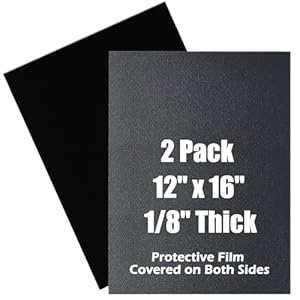 Wonninek 2 Pack ABS Plastic Sheet 12″ x 16″ 1/8″ Thick (3mm) Black Heat Moldable Panel (Thermoplastic Textured & Smooth Surface) ABS Plastic Board DIY Material for Home Decor, Handicrafts