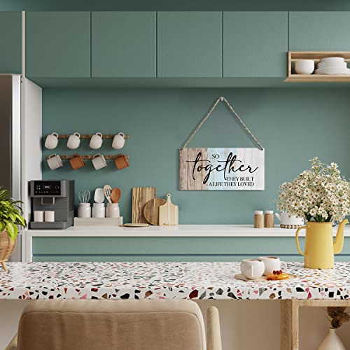 Rustic Wood Sign Home Farmhouse Wall Hanging Decor Inspirational Wooden Wall Art Decor Decorative Plaque Sign for House Family Living Room Bedroom Kitchen So Together They Built A Life They Loved - Thumbnail 6