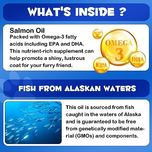 Fish Oil for Dogs,Omega 3 Salmon Oil for Pet's Skin and Coat,Natural EPA + DHA Fatty Acids for Joint Function, Immune & Heart Health, Alaskan Salmon Oil Supplement and Support - 250ml - Image 3