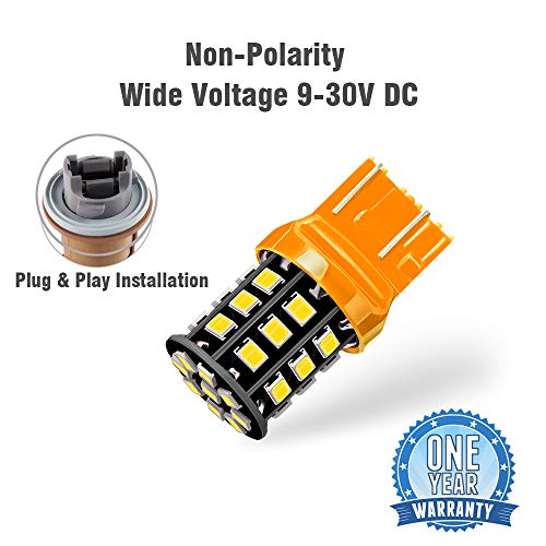 Antline 7443 7440 T20 992 7441 7444 W21W Led Bulbs Amber Yellow, 12-24V Super Bright 1000 Lumens Replacement For Turn Signal Blinker Lights, Side Marker Lights (Pack Of 4) #TOP3