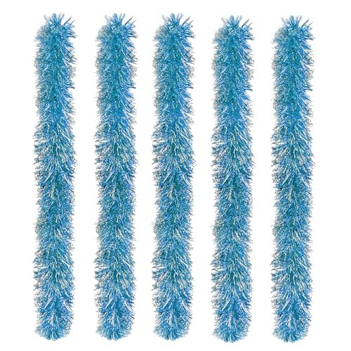 Zehan Zitong 5pcs Guirnalda de Oropel de Navidad,10M Guirnalda Oropel de Navidad,Oropel Navidad,Oropel Arbol Navidad,para Árbol de Navidad, Bodas, Casas, Fiesta (Azul)