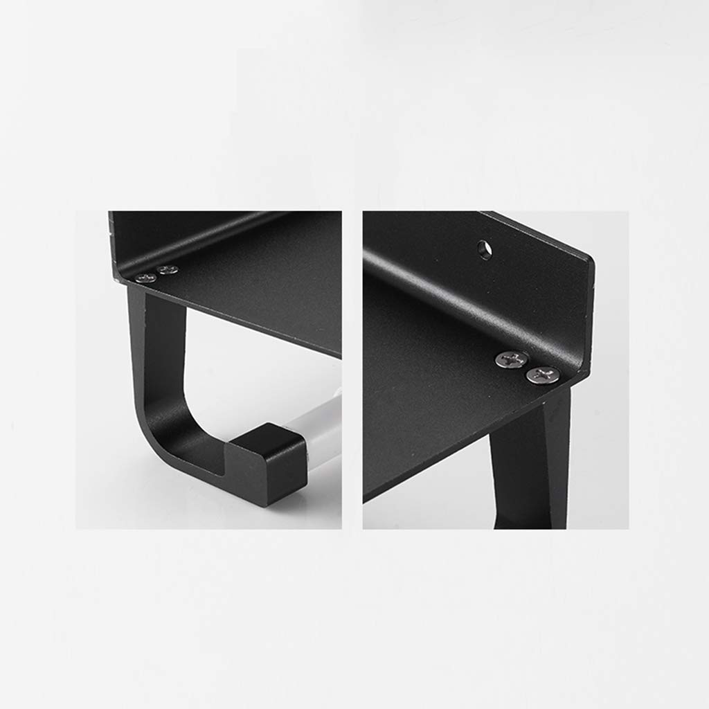 Portarotolo di Carta Montato a Parete, Resistente alla corrosione, Spazio Antiscivolo, Bagno in Alluminio, Portarotolo di Carta igienica, Portarotolo di Carta Mobile, Nero