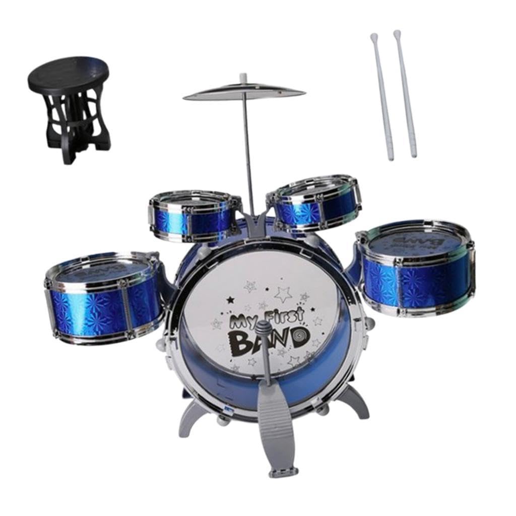 Batería Infantil Tambores Jazz Instrumento Percusión Juego Musical Educativo Material para Niños Pequeños Cumpleaños Práctica Musical, Azul