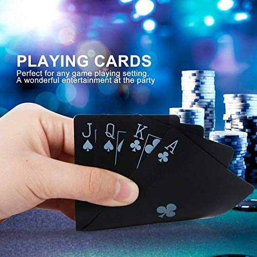 Image of Royals Black Waterproof Playing Cards Deck | Durable Plastic Poker Cards for Rummy Bridge Games | Premium Smooth Finish Washable Cards | Unique Black Design for Parties Travel Casino Style Card Games