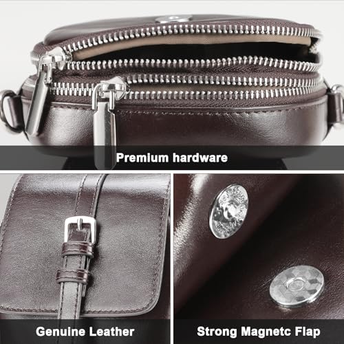 Image of Genuine Leather Crossbody Bags for Women, Small Crossbody Bag for Women,Phone Purses with Adjustable Strap for Travel