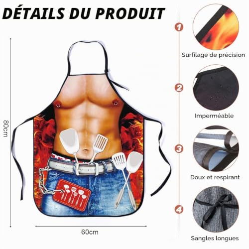 ZKGYUS Tablier Cuisine Homme, Barbecue et Humoristique - Sexy pour Homme et Femme, Drôle et Amusant - Cadeau de Fête Original – vue 2