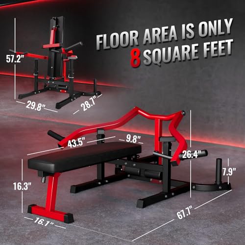 Chest Press Machine, 1250LBS Multi-Functional Adjustable Bench Press Machine with Independent Converging Arms, Flat Incline Bench for Chest, Shoulder, AB Workouts Home Gym Equipment