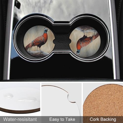 Portavasos de madera para coche, 2 unidades, diseño Red Pheasant miniatura 5