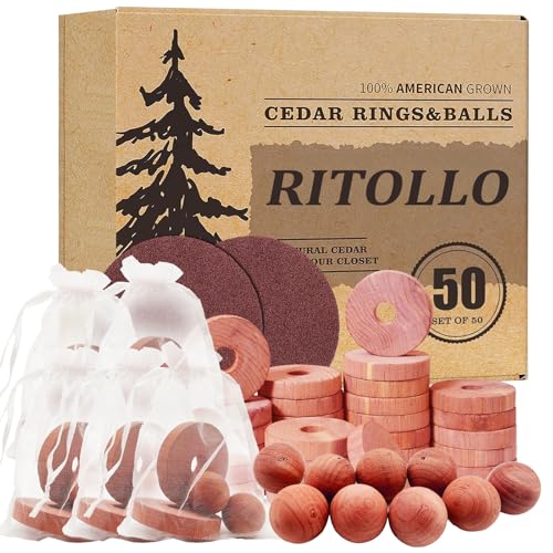RITOLLO 50pcs Cedarwood Moth Repellent Set