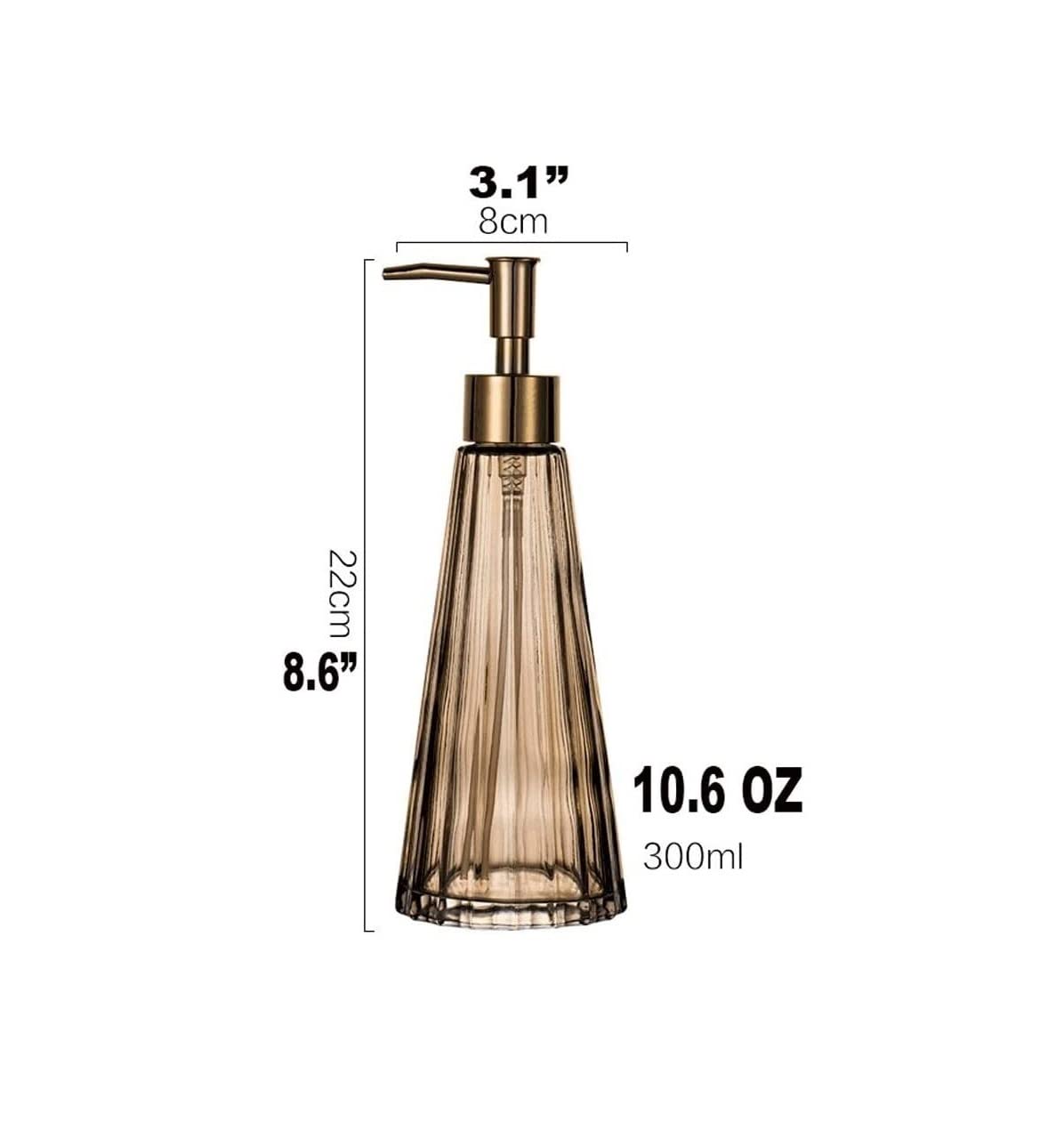 Distributore di Sapone, Flacone di Dispenser di Sapone Liquido Ricaricabile in Vetro, Pompa for Sapone 10,6 oZ/300M for lozione