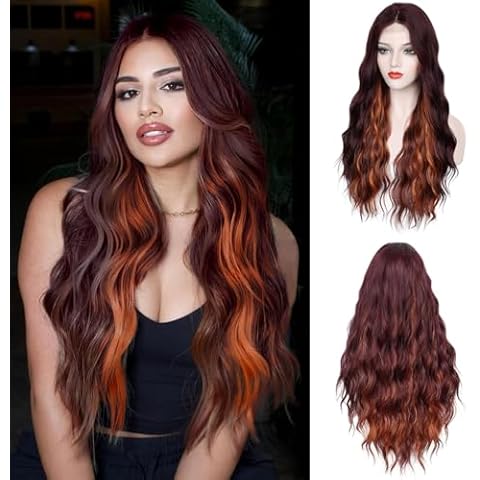 YEESHEDO Long Wavy Dark Red Wig Cover