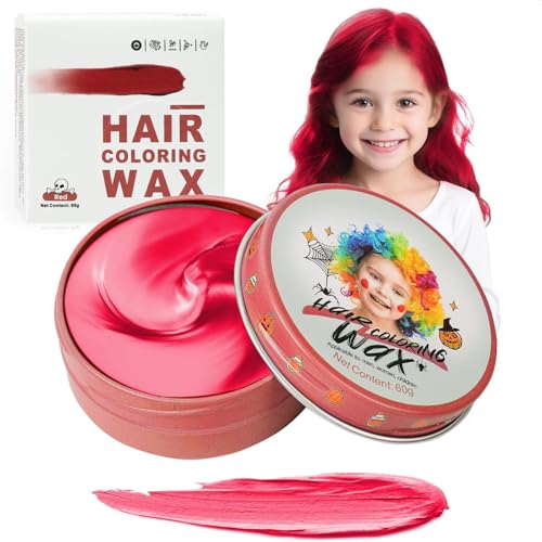 Hansuby Temporary Red Hair Color Wax for Kids, Washable Colored Hair Styling Mud, Women Men Style Dye for Girls Boys Teens, Instant Hair Coloring Gel Cream for DIY Cosplay Halloween Children's Day