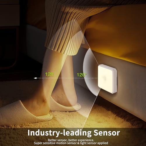 Image of Motion Sensor Night Light Indoor - Cordless Battery Powered Under Cabinet Lighting, Stick-on Magnet LED Closet Lights, Safe Light for Stairs, Nightlight 3-Pack (Batteries not Include)