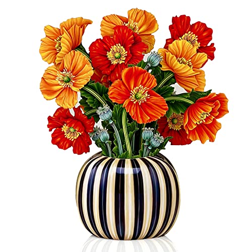 Freshcut Paper Pop Up Cards, French Blooms, 12 Inch Life Sized Forever Flower Bouquet 3D Popup Greeting Cards With Blank Note Card And Envelope #TOP4
