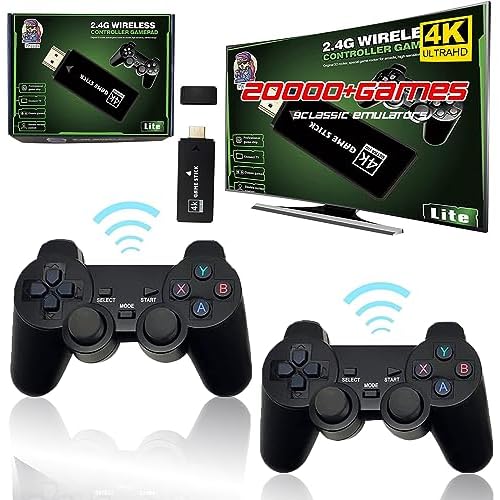 KINMRIS 4K M8 USB Wireless Retro Game Console Game Stick, Videospielkonsole Retro TV Spielkonsole HDMI-kompatible Videospiel-Sticks (M8 64G 20000Games)
