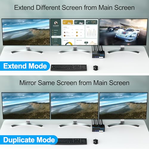 Image of 8K KVM Switch 3 Monitors 2 Computers Triple Monitor 2 Displayport 1.4 and HDMI 2.1 USB 3.0 KVM Switches, DP 1.4 Supports 8K@30Hz /4K@144Hz, HDMI Supports Max 8K@60Hz /4K@120Hz with Wired Remote Control