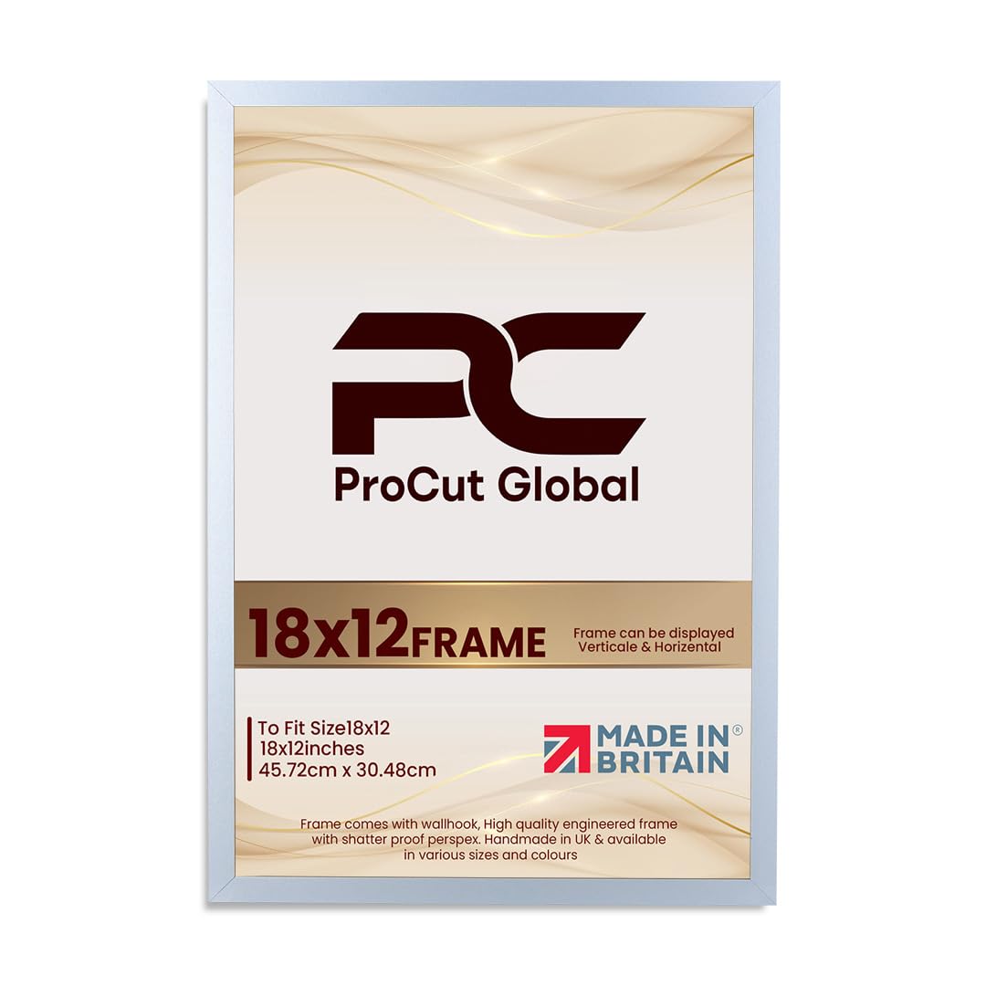 Procut Global 18X12 Silver Picture Frames – Sleek Wooden Photo Frame with Shatterproof Perspex for Wall or Tabletop – Perfect for Posters, Certificates, Prints–Multiple Sizes & Colors Available — image 1