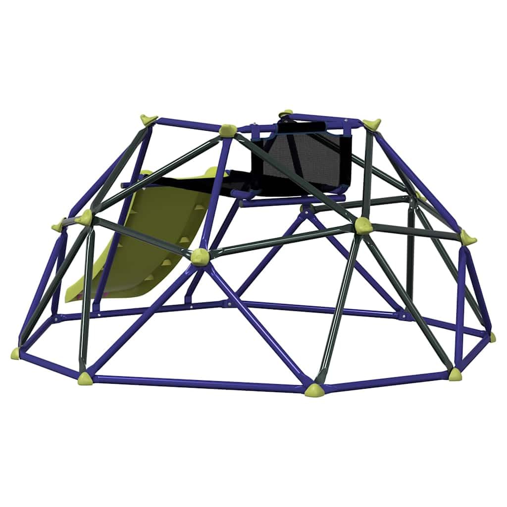 Kinder Klettern Dom blau aus Stahl mit Rutsche, 236 x 178 x 90 cm, UV beständig, wasserfest, Gartenspielzeug für Terrasse, Garten, Bewegung und Aktivität