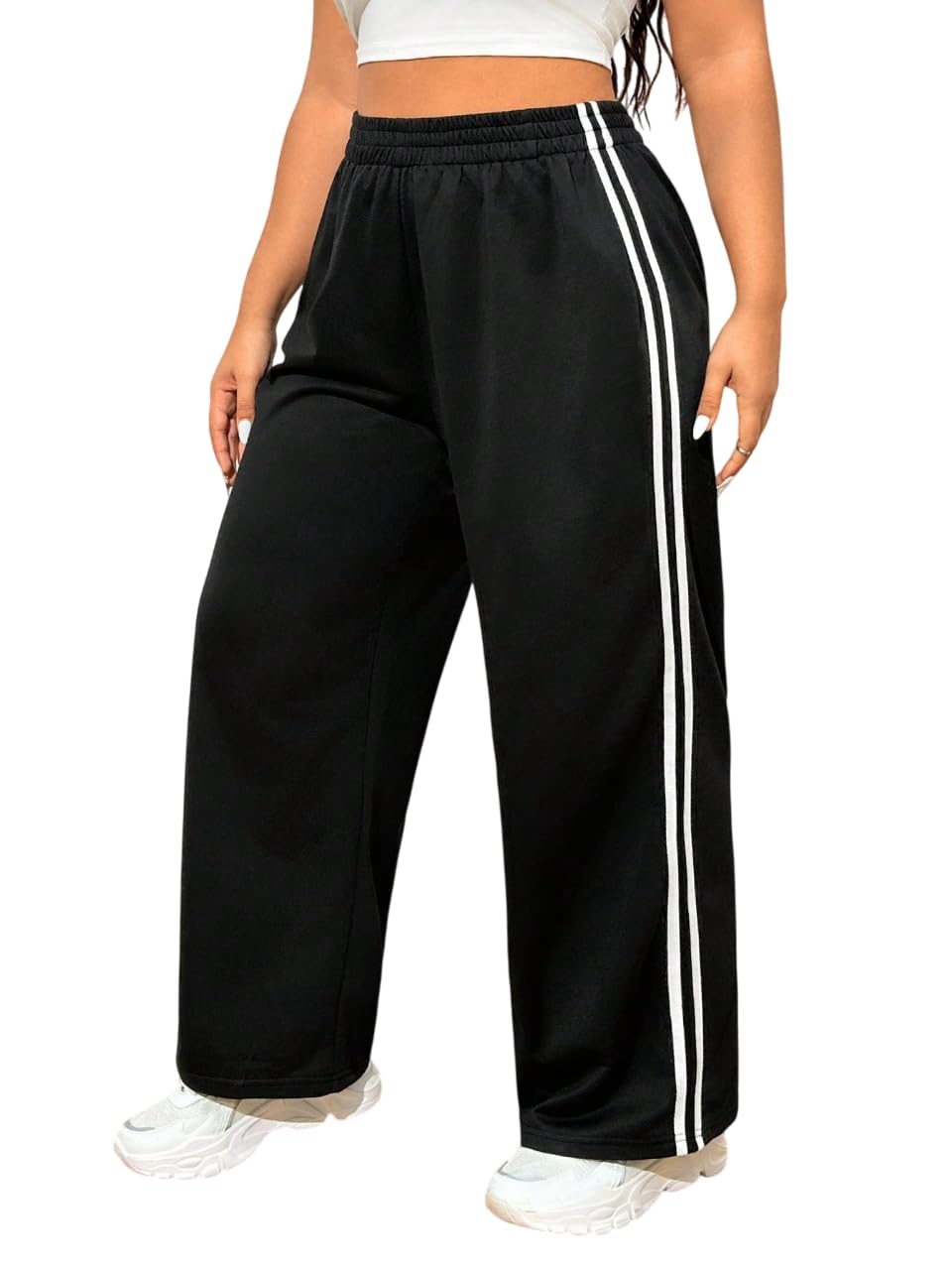 dockstreet Straight Wide fit Long Length Trouser Style Drawstring Trackpant for Women/Trending Sporty Style, Relaxed Casual Pants for Women-picture-58