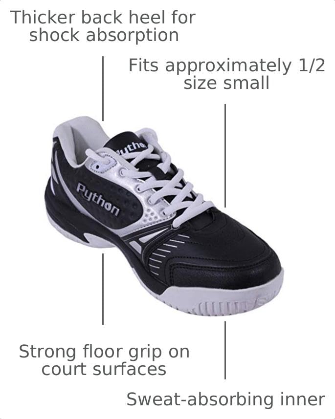 Image of Python Deluxe Indoor Court Shoes | (Racquetball, Squash, Badminton, Indoor Pickleball, Volleyball) (Low & Mid) (Black & White Colors) (Non-Slip) (Non-Marking)