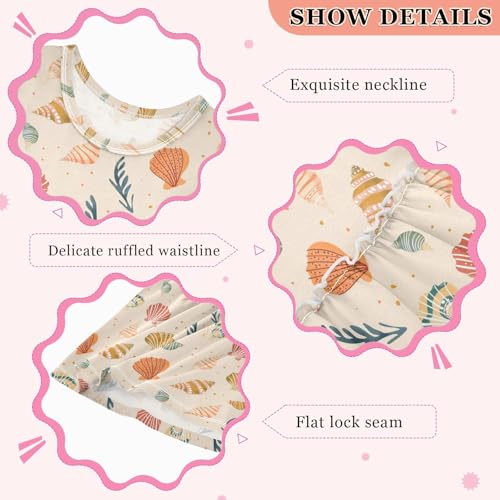 Girls and Toddlers'Sleeveless Cartoon Retro Ocean Seashell Summer Casual Dresses for Home Party Beach 2-8 Years3