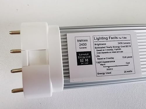 Miniatura 6 de Paquete de 2 bombillas LED 2G11 con base de 4 pines, Lustale, tubo de luz LED 2G11, repuesto de iluminación fluorescente compacta (quitar o derivar