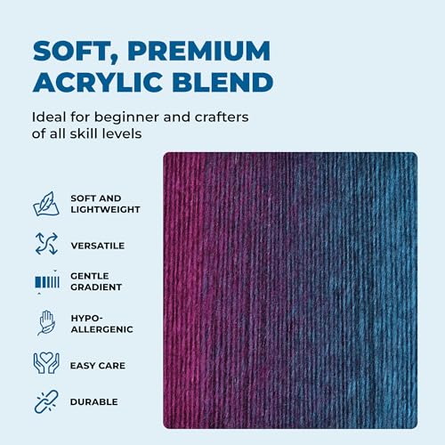 Image of Mary Maxim Prism Yarn, Acrylic Multicolor DK Yarn, 290 Yards, Wild Berries | Ombre Yarn, 3 Weight, Machine Wash, For Knitting and Crochet, Create Baby Items, Blankets, Afghans, Clothing Variegated Yarn