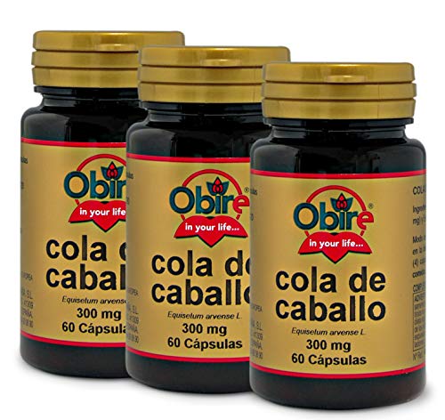 Obire - Cola de Caballo - 180 Cápsulas - Bote para 3 Meses - Ayuda para la Retención de Líquidos y Pérdida de Peso - Favorece Tracto Urinario - Pack 3