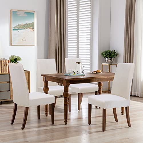 Smiry Velvet Stretch Dining Room Chair Covers Soft Removable Dining Chair Slipcovers Set Of 2, Cream #TOP6