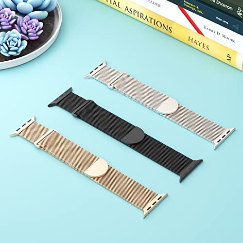 Image of 3 Pack Mesh Metal Magnetic Compatible with Apple Watch Bands Women Men | Stainless Steel Loop Strap for iWatch Band 38mm 40mm 41mm 42mm 44mm 45mm 46mm 49mm Series 11 /10 /9 /8 /SE /7 /6 /5 /4 /Ultra 3 2 1