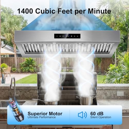 Image of 48 inch Ducted Wall Mount Range Hood 1200 CFM, Outdoor Range Hood